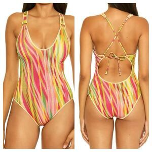 Becca Metallic One Piece Retro Swimsuit Size Medium